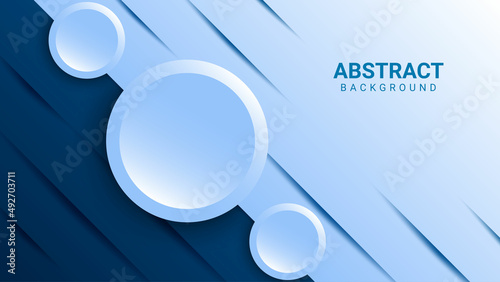 blue abstract background in paper cut style