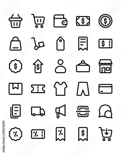 Shop Icon Set 30 isolated on white background