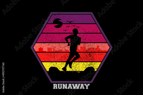 silhouette runaway sunset retro vintage