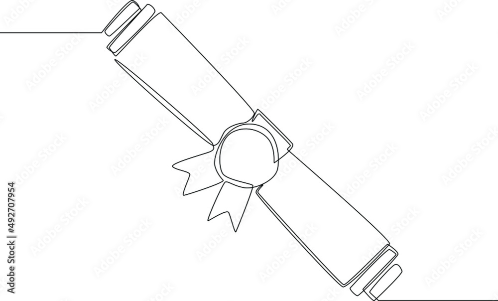 One continuous line drawing of certificate graduation. Vector ...