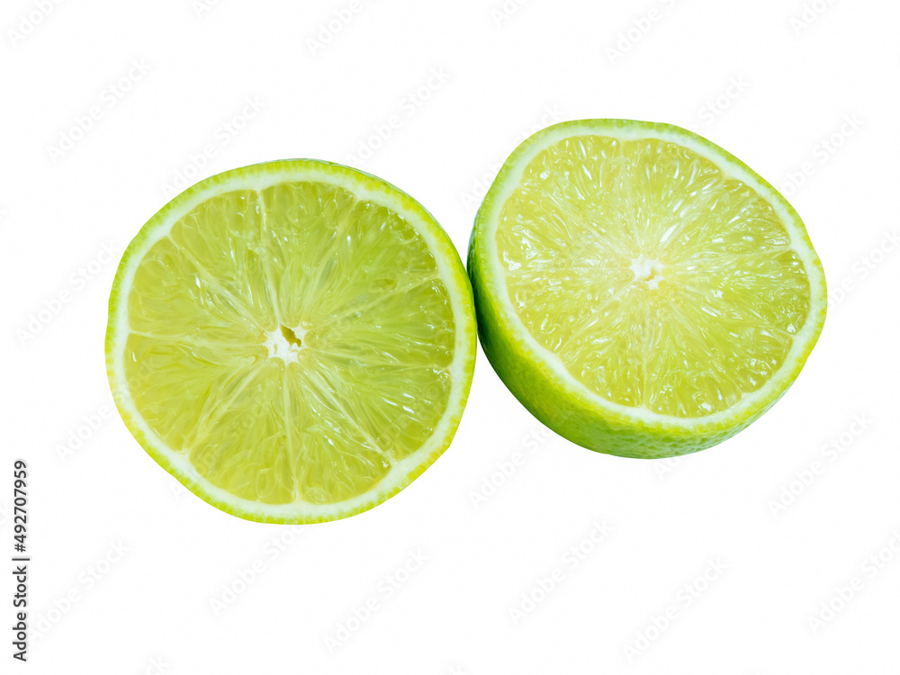 lime with half of lime isolated on the white background. lime with half of lime isolated on the white background.