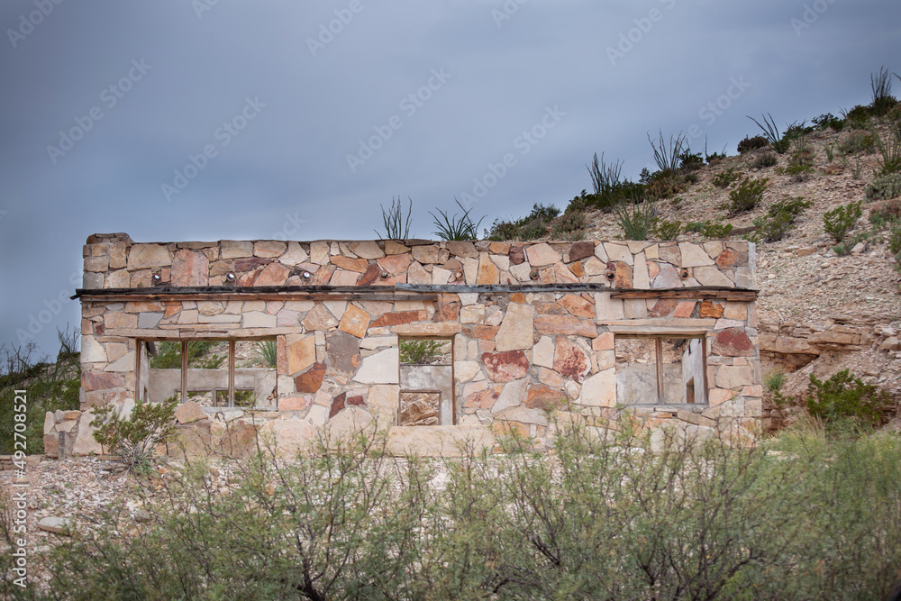 Old Rustic Stone Abandoned Building In Big Bend National Park Texas