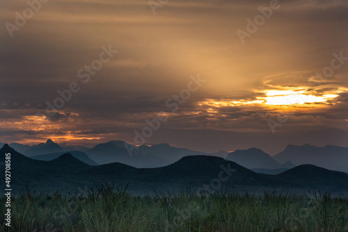 Big Bend National Park In Texas Mountain Rock Landscape View Sunset Sunrise