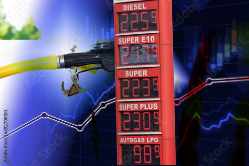 Zapfsäule, Tankstelle und hohe Preise für Kraftstoffe in Deutschland