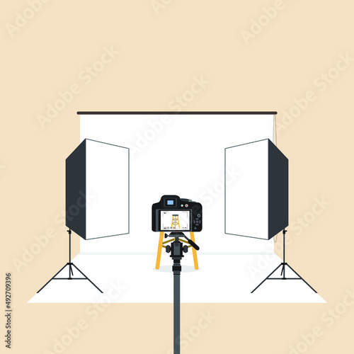 Modern studio with professional equipment. Scenes from the Studio. Flat vector illustrations. 