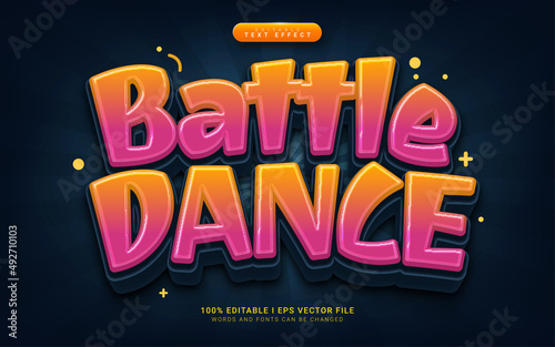 battle dance cartoon 3d style text effect