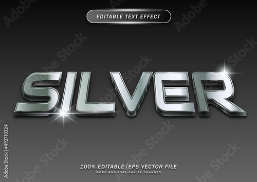 Luxury silver text effect. 3d style design.