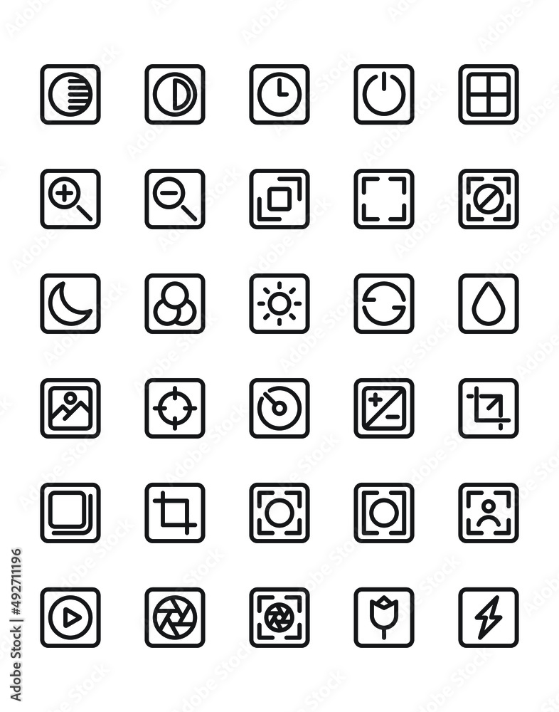camera Icon Set 30 isolated on white background camera Icon Set 30 isolated on white background