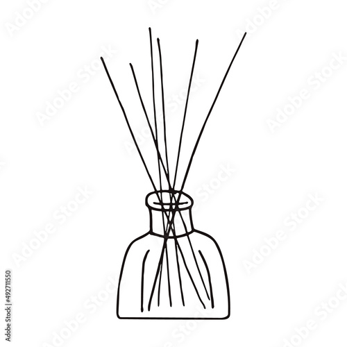 aromatic sticks in a diffuser hand drawn in doodle style. vector, line art, nordic, scandinavian, minimalism, monochrome. icon, sticker. aromatherapy.
