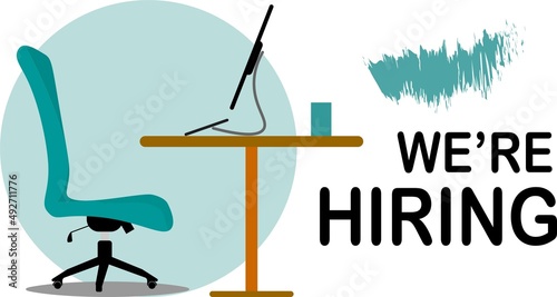 Illustration vector graphic of business hiring and recruiting concept. We are hiring. Announcement banner. 