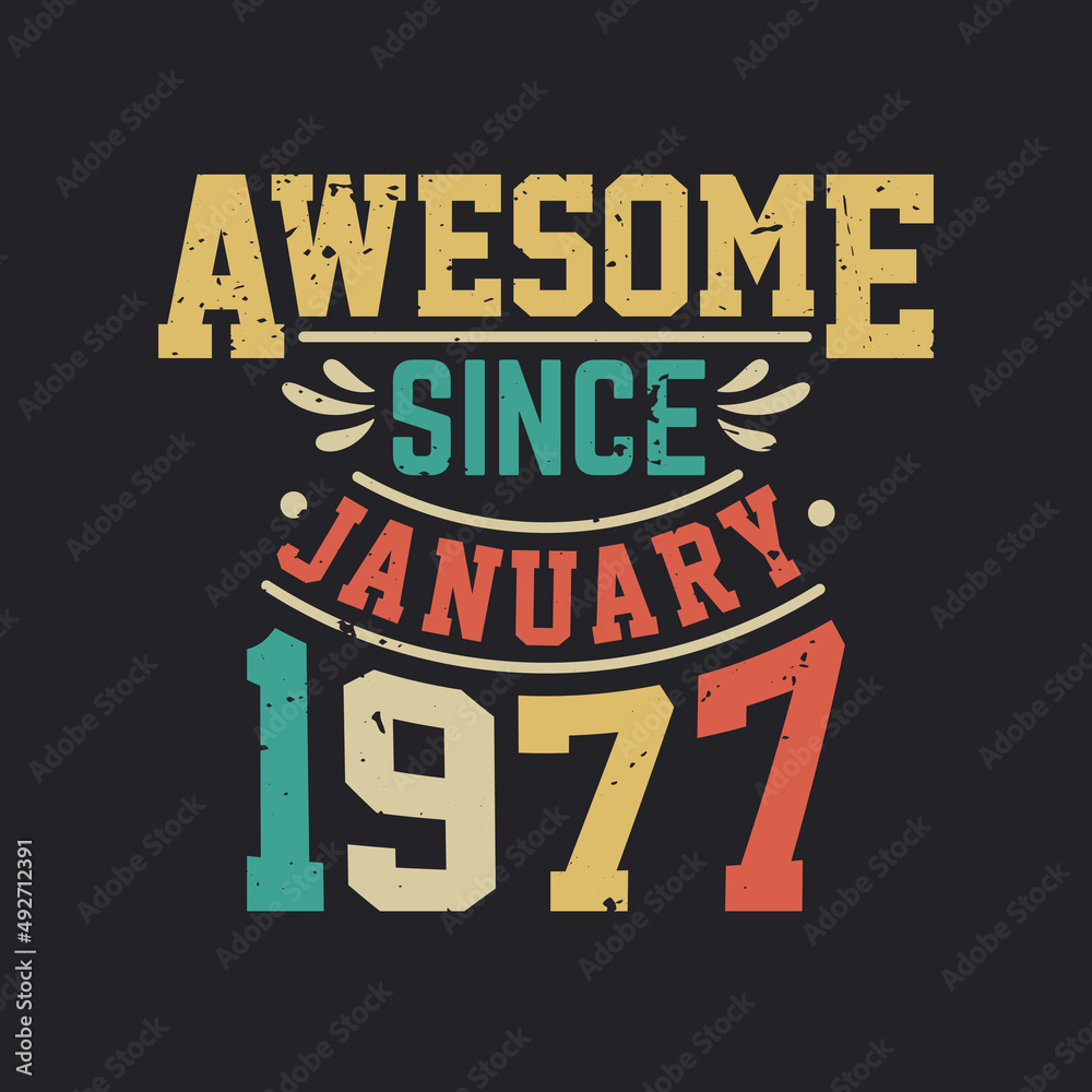 Awesome Since January 1977. Born in January 1977 Retro Vintage Birthday