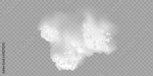 3d foam water, water with soap bubbles on a white background. Vector illustration.