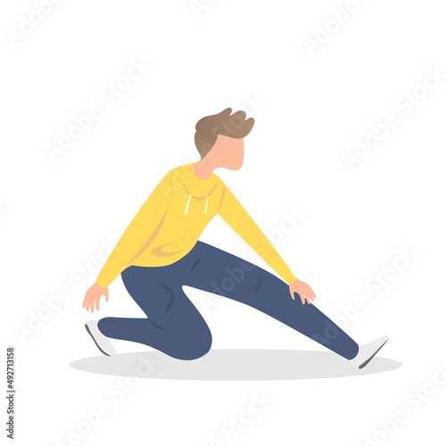 Stretching and warming up ,Burning Calories workout program for beginner,exercises routine,build muscle,men physical activity outdoor,Motivation good healthy,Vector illustration.