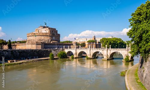 Canvas Print Castel Sant'Angelo mausoleum - Castle of the Holy Angel and Ponte Sant'Angelo br