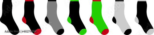 vector colorful socks on a gray background in the line