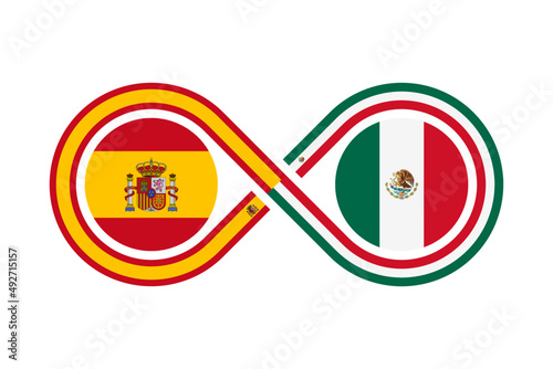 unity concept. spain spanish and mexican spanish language translation icon. vector illustration isolated on white background