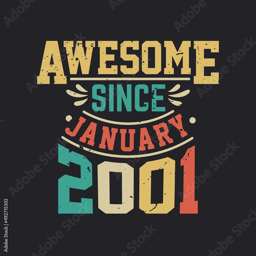 Awesome Since January 2001. Born in January 2001 Retro Vintage Birthday