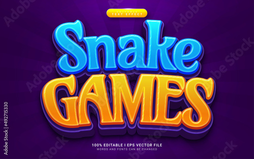 snake games cartoon 3d style text effect