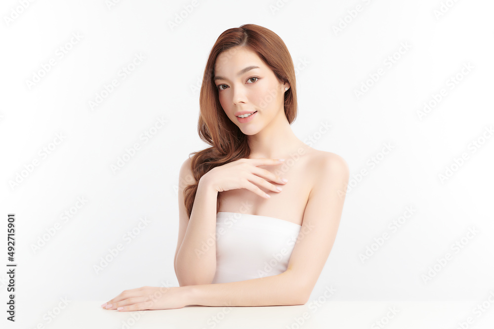 Beautiful young asian woman with clean fresh skin on white background, Face care, Facial treatment, Cosmetology, beauty and spa, Asian women portrait. Beautiful young asian woman with clean fresh skin on white background, Face care, Facial treatment, Cosmetology, beauty and spa, Asian women portrait.