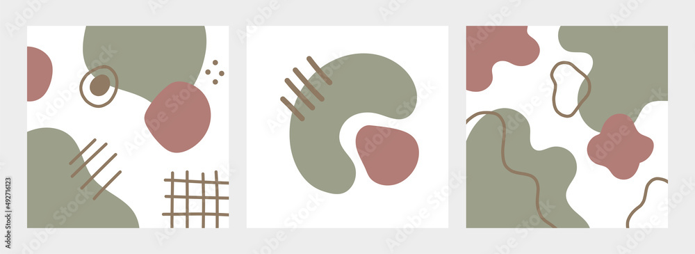 Abstract simple design painting, three pcs, vector