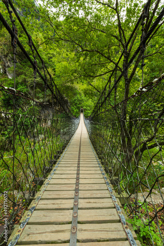 Suspension bridge at the Taroko National Park in Taiwan.