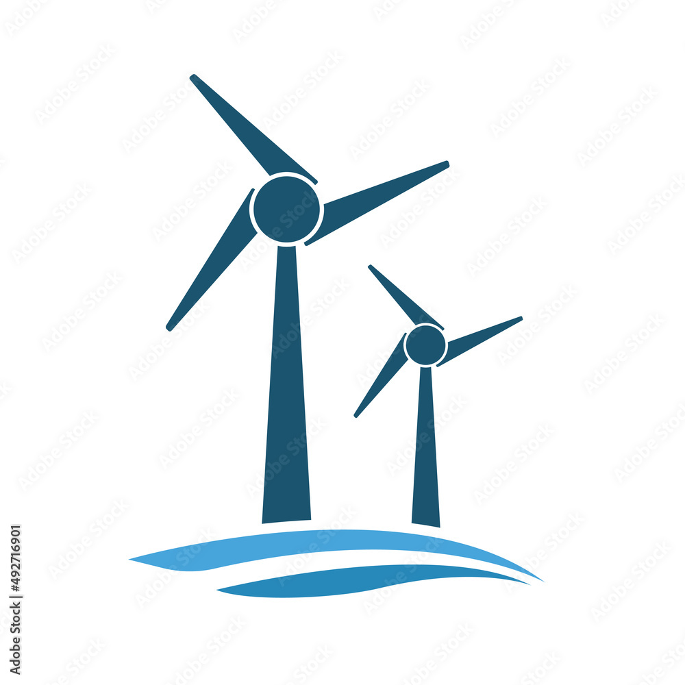 Wind Turbines icon vector simple desain white background
