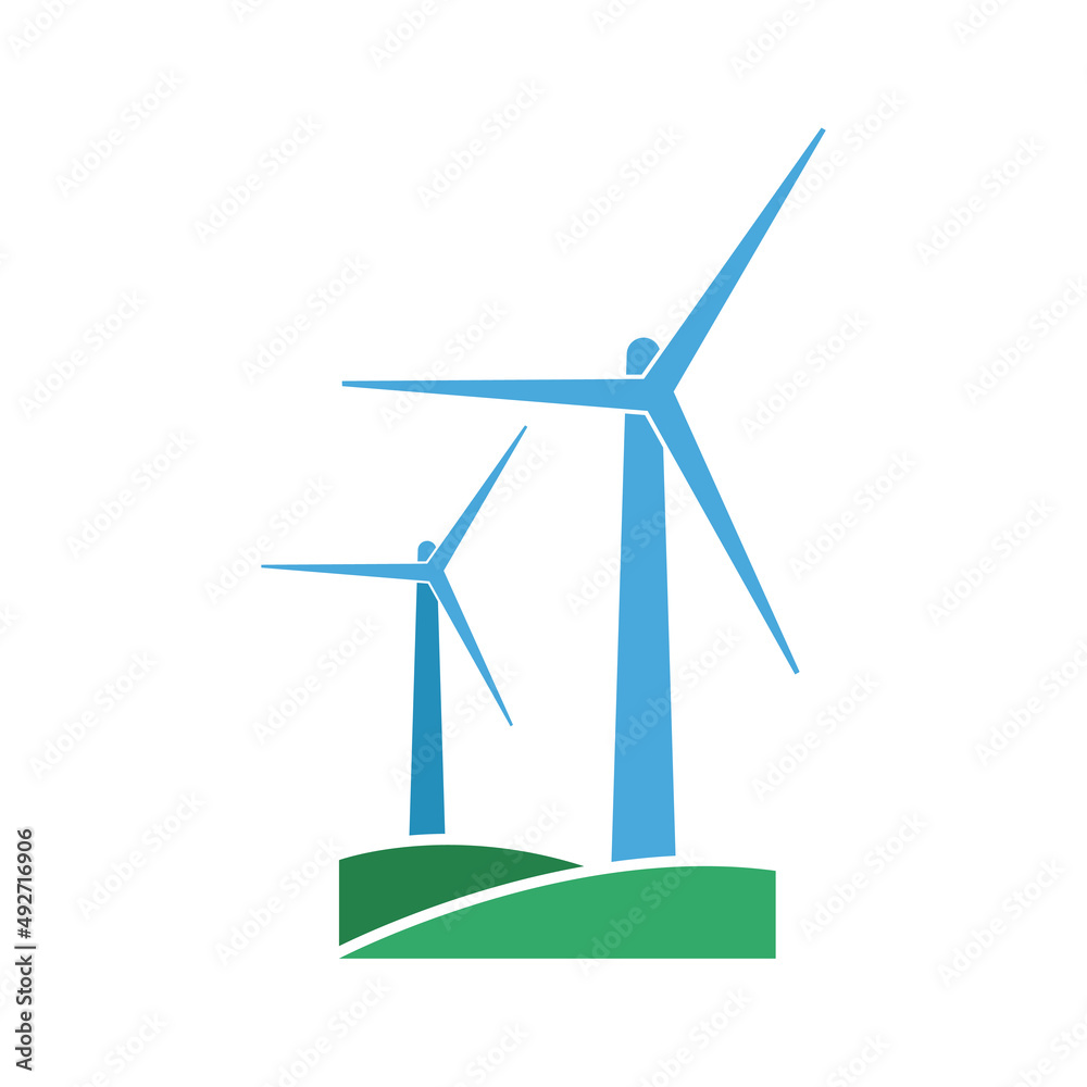 Wind Turbines icon vector simple desain white background