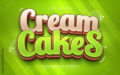 cream cakes cartoon 3d style text effect