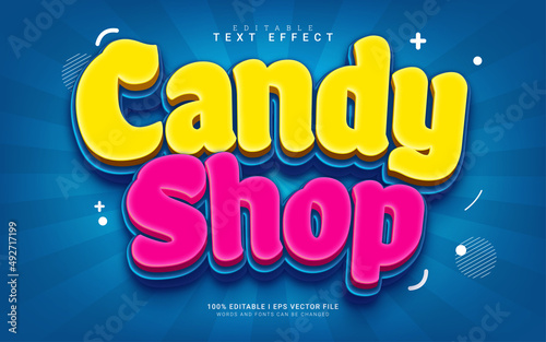 candy shop cartoon 3d style text effect