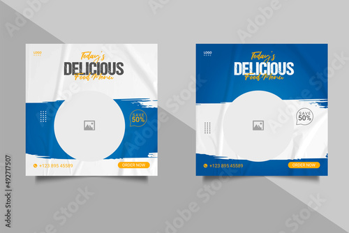 Social media template Food menu and restaurant design