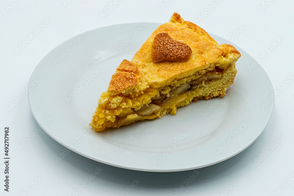 Slice of apple pie isolated on white background. Slice of apple pie isolated on white background.