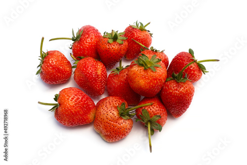 red fresh strawberry berry isolated on white background