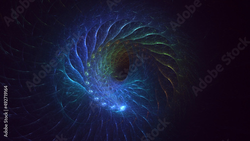 3D rendering abstract multicolor technology fractal light background