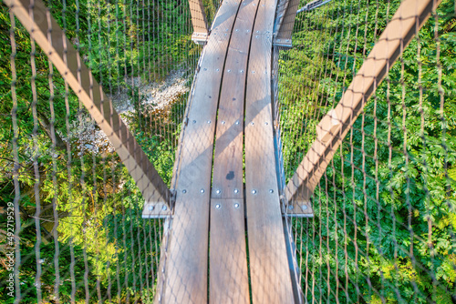Beautiful Capilano Cliff Walk Suspension Bridge in Vancouver. photo