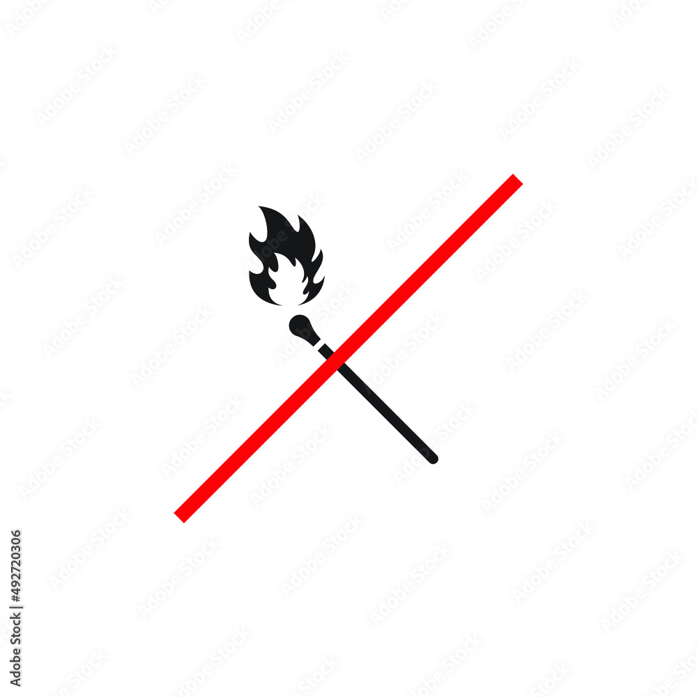 No match fire sign icon. vector illustration No match fire sign icon. vector illustration