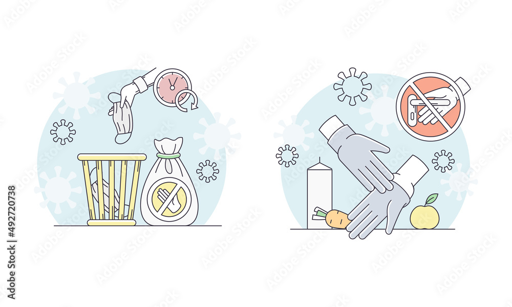 Personal protective equipment, medical mask and gloves. Coronavirus safety measures vector illustration