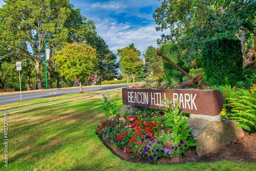 Beautiful summer colors of Beacon Hill Park in Victoria, Vancouver Island