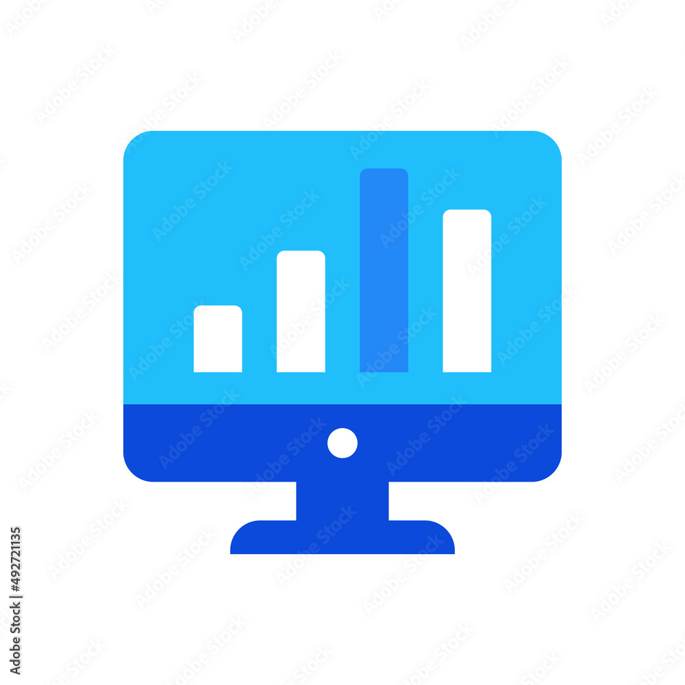Analytics diagram icon vector graphic illustration in blue Analytics diagram icon vector graphic illustration in blue