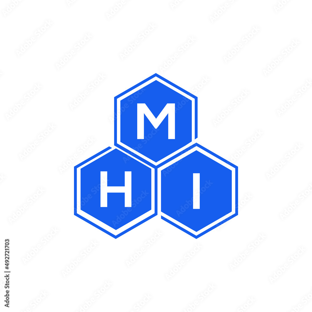 MHI letter logo design on White background. MHI creative initials letter logo concept. MHI letter design. 