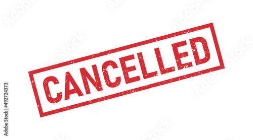 Grunge red cancelled word rubber stamp. Cancel sign sticker. Grunge vintage square label. Vector illustration isolated on white background.