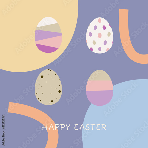 Happy Easter Eggs illustration perfect for Sale banners, greeting cards, posters, holiday covers. Modern art minimalist style.