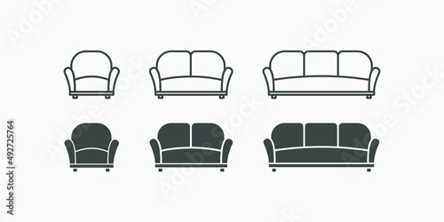 sofa, furniture icon vector set