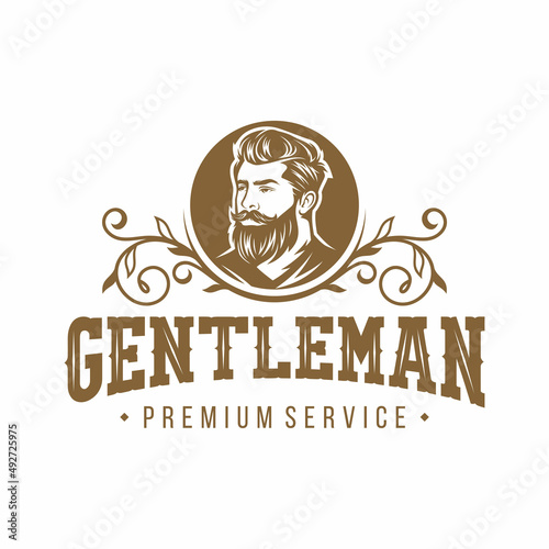 Beard Logo Vector Illustration, Barbershop Logo template, Haircut men vector