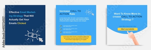 3D cartoon style. Social media informative email marketing link content tips post banner template layout design