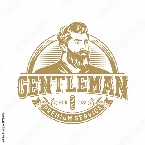 Beard Logo Vector Illustration, Barbershop Logo template, Haircut men vector