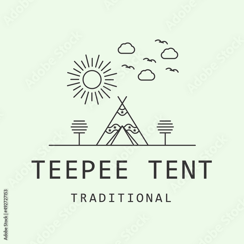 teepee tent logo icon line minimalist art design illustration