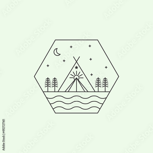 teepee tent logo line minimalist art design illustration
