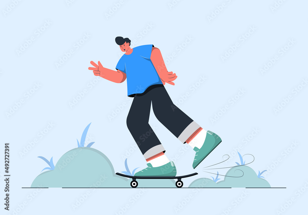 Fototapeta premium A man playing skateboard concept illustration