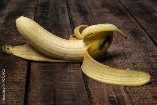 Healthy fruit banana on wood table.