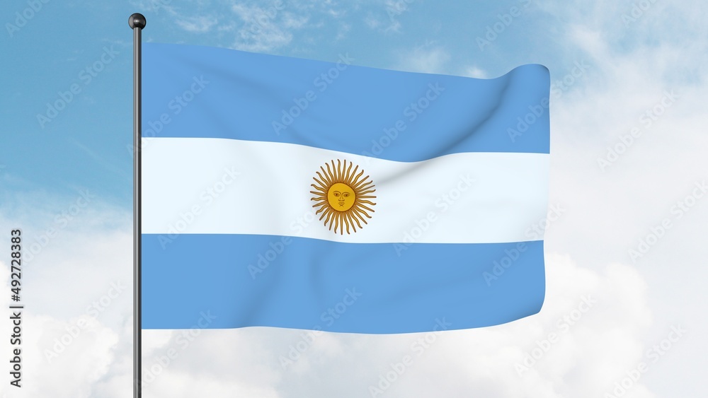 3d Illustration Of The Flag Of Argentina Is A Triband, Composed Of 